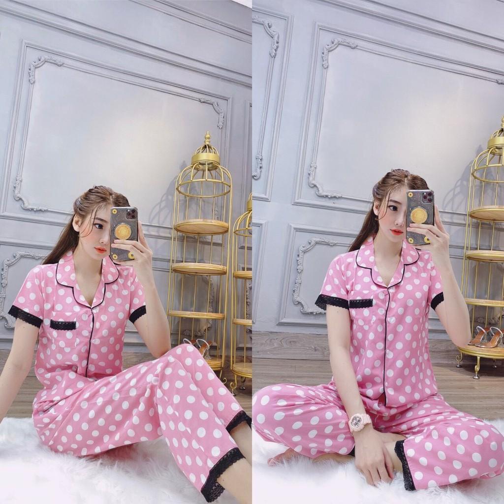 Set bộ pizama họa tiết chấm bi tay ngắn- hàng thiết kế cao cấp 2020 / Có size XXL