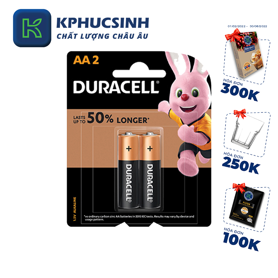 Pin Kiềm Duracell Everyday AA vỉ 2 viên