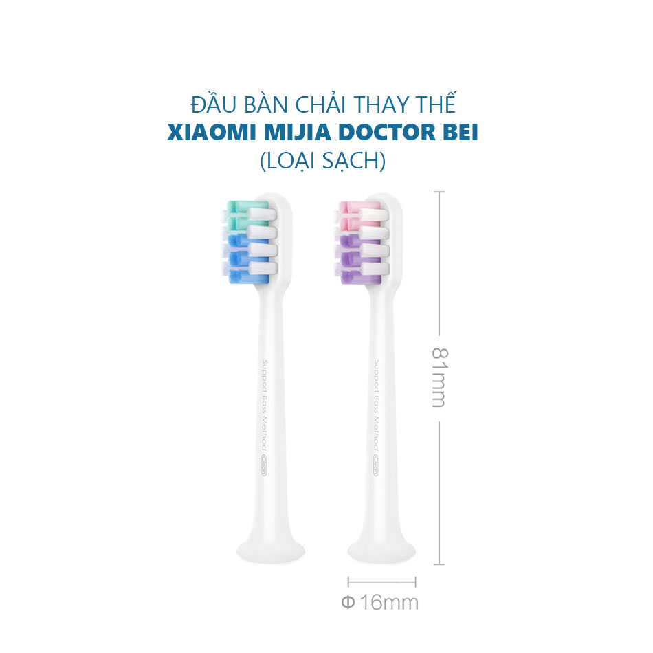 Bộ 2 bàn chải thay thế cho bàn chải điện Xiaomi DR-BEI sonic loại sạch EB-N0202 - Hàng Nhập Khẩu