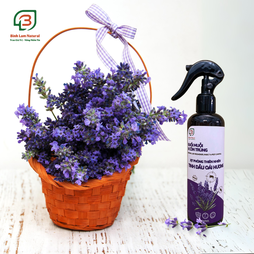 Xịt phòng tinh dầu Oải Hương Lavender đuổi chuột, muỗi, côn trùng, khử mùi, diệt khuẩn, ẩm mốc hữu cơ Bình Lam Natural 260ml