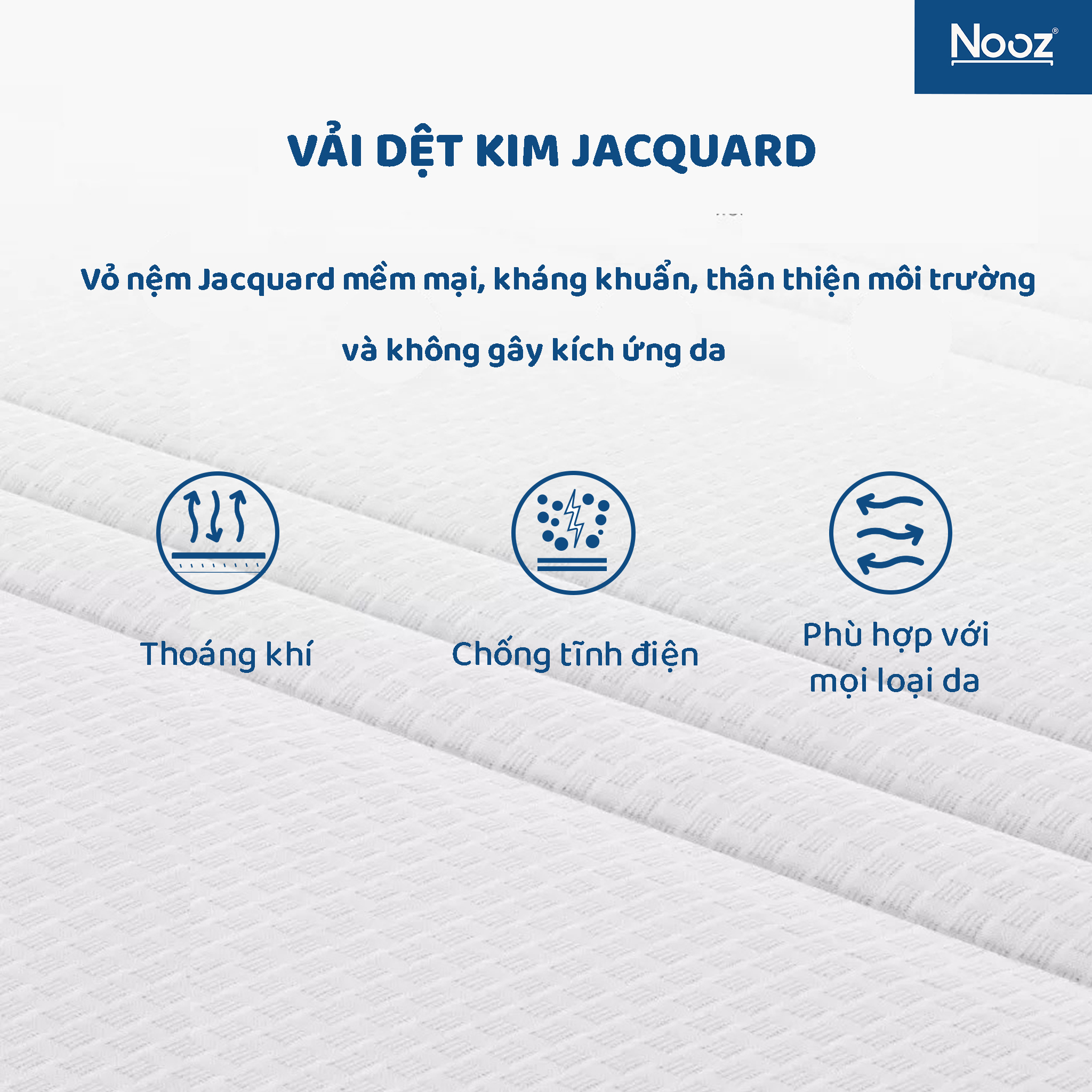 Nệm Foam Hybrid 25cm Nooz Home Goods Tiêu Chuẩn CertiPUR-US Ruột Đệm Lò Xo Túi Độc Lập Kết Hợp Cùng 2 Tầng Cao Su Non (Convulated Foam và High Density Foam)