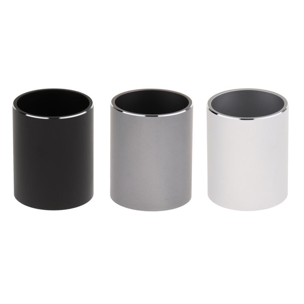 Aluminum Alloy Cylindrical Style Pen Holder Pencil Holder Container - Black