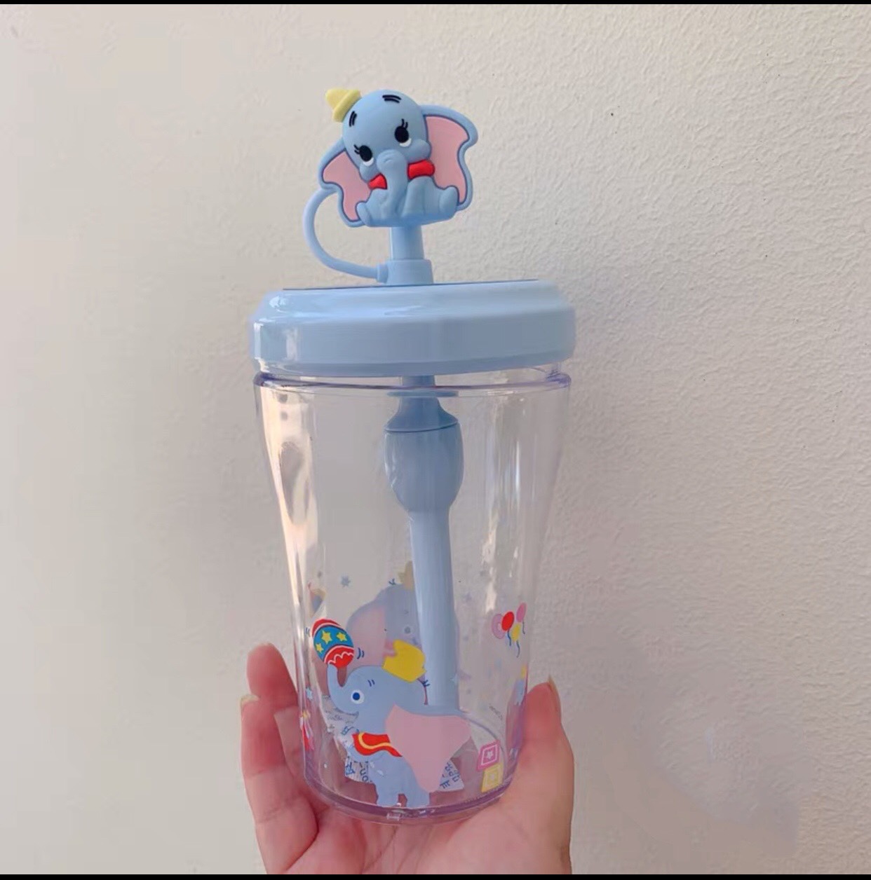 Ly ống hút có nắp kèm sticker 3D hình chú voi bay siêu cưng cho bé trai - PDW20212-GX