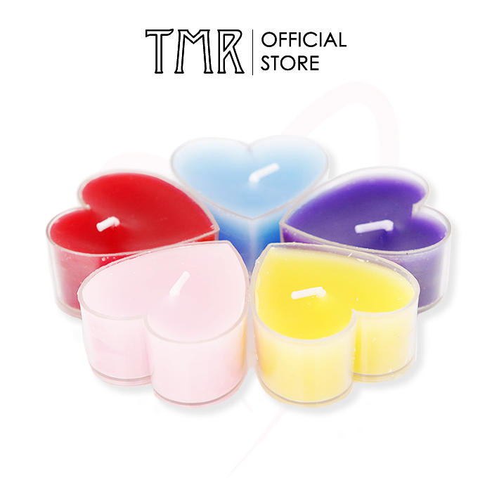 Nến Thơm TMR [1 set 2 cái]   Love Candle Tea Light  Lãng Mạn thơm Hình trái tim Không Khói Nhiều Màu