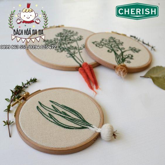 Kit thêu tay trang trí trái cây mini, diy tự thêu trái cây, rau củ, handmade shop, bách hóa na na