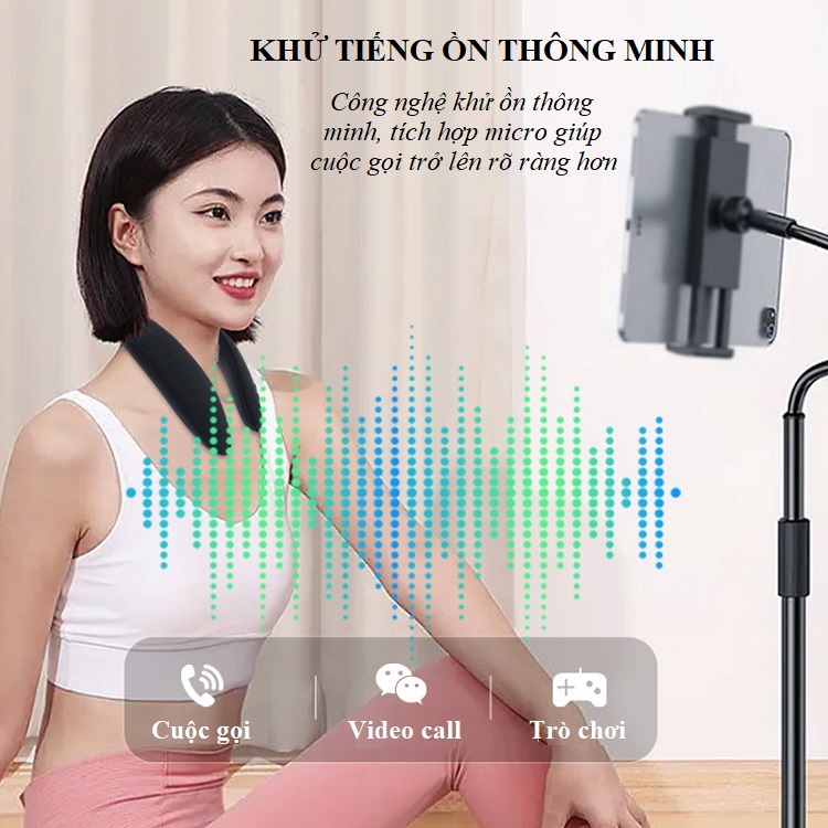 Loa Nghe Nhạc Bluetooth Huqu G600 - Thiết Kế Đeo Cổ Thể Thao Cá Tính - Hỗ Trợ Gắn Thẻ Nhớ, Nghe FM - Hàng Chính Hãng