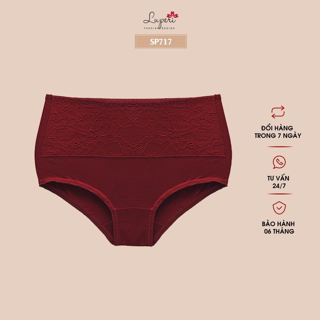 Quần Lót Nữ Cotton LUPERI SP717 Phối Ren Cạp Cao Định Hình Eo Thon Gọn Chất Liệu Mềm Mịn Co Giãn Kháng Khuẩn Khử Mùi