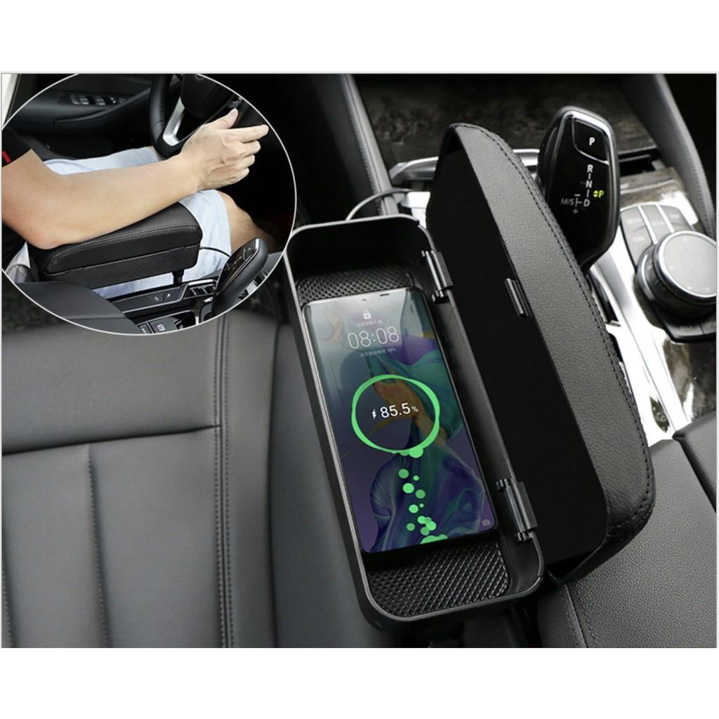 Hộp Đỡ Tay Trên Ô Tô Tích Hợp Sạc Nhanh Không Dây Cho Điện Thoại Công Suất 10w