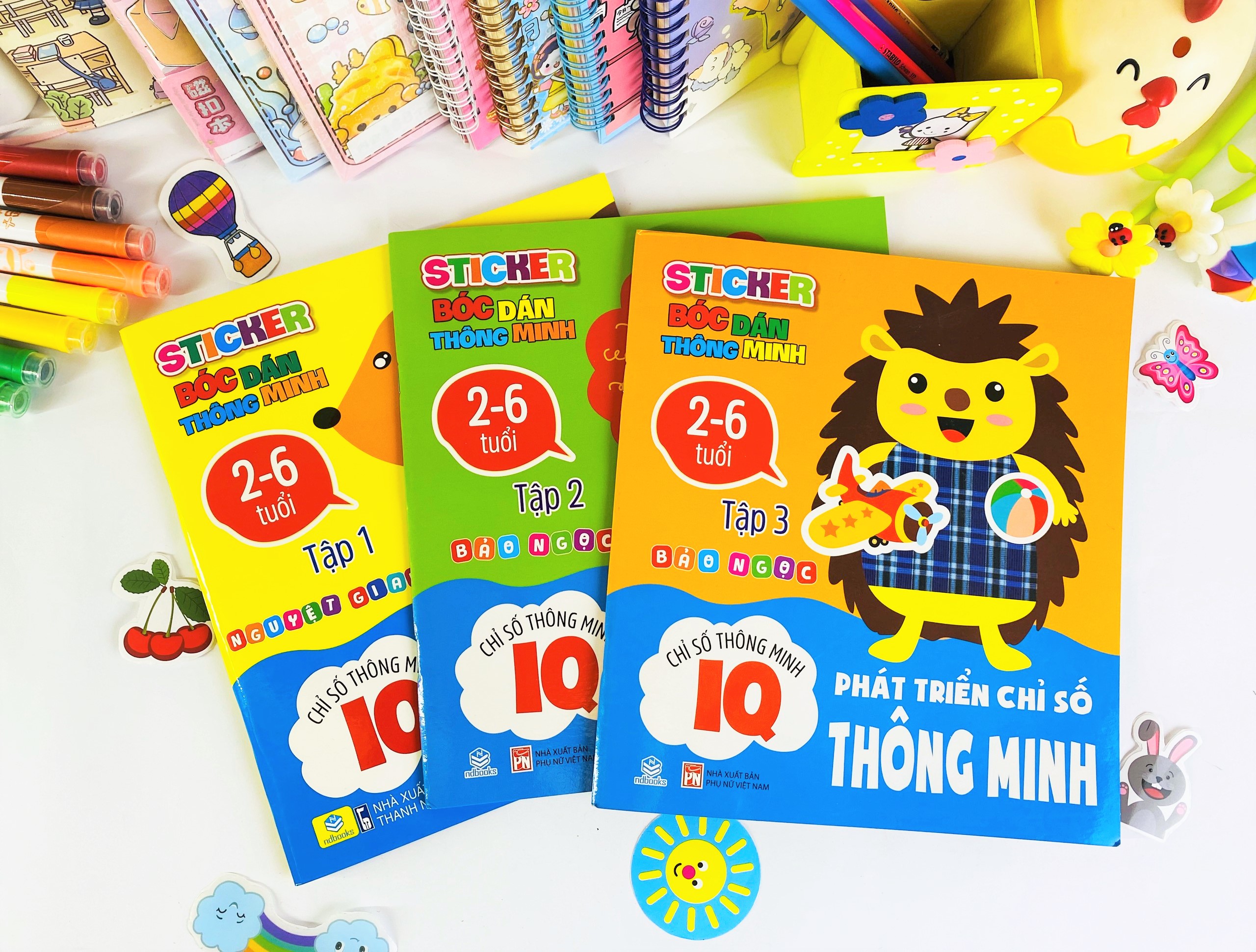 Combo 3 cuốn Sticker bóc dán thông minh IQ