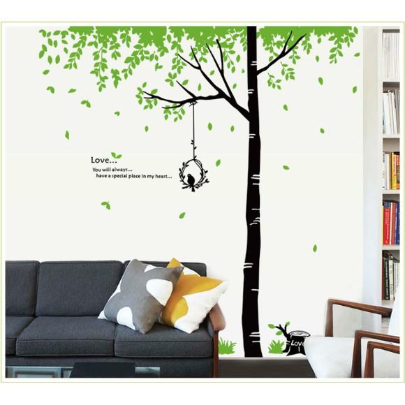 Decal trang trí tường - Cây xanh vòng nguyệt quế lớn LOVE...