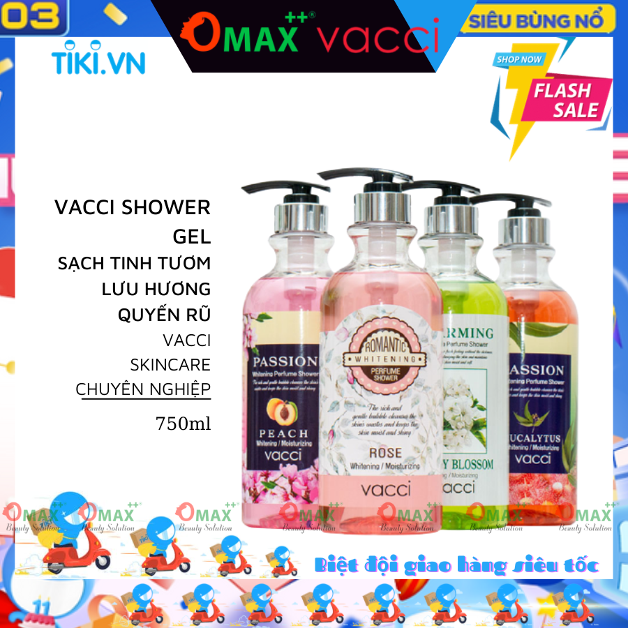 SỮA TẮM THƠM DƯỠNG TRẮNG DA VACCI ( ROSE ) - VACCI WHITENING PERFUME SHOWER