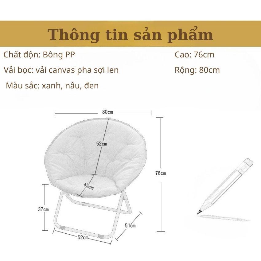 Ghế Sofa Lười Thư Giãn Gấp Gọn Kèm Đôn, Ghế Mặt Trăng Nệm Tròn, Ghế Lười