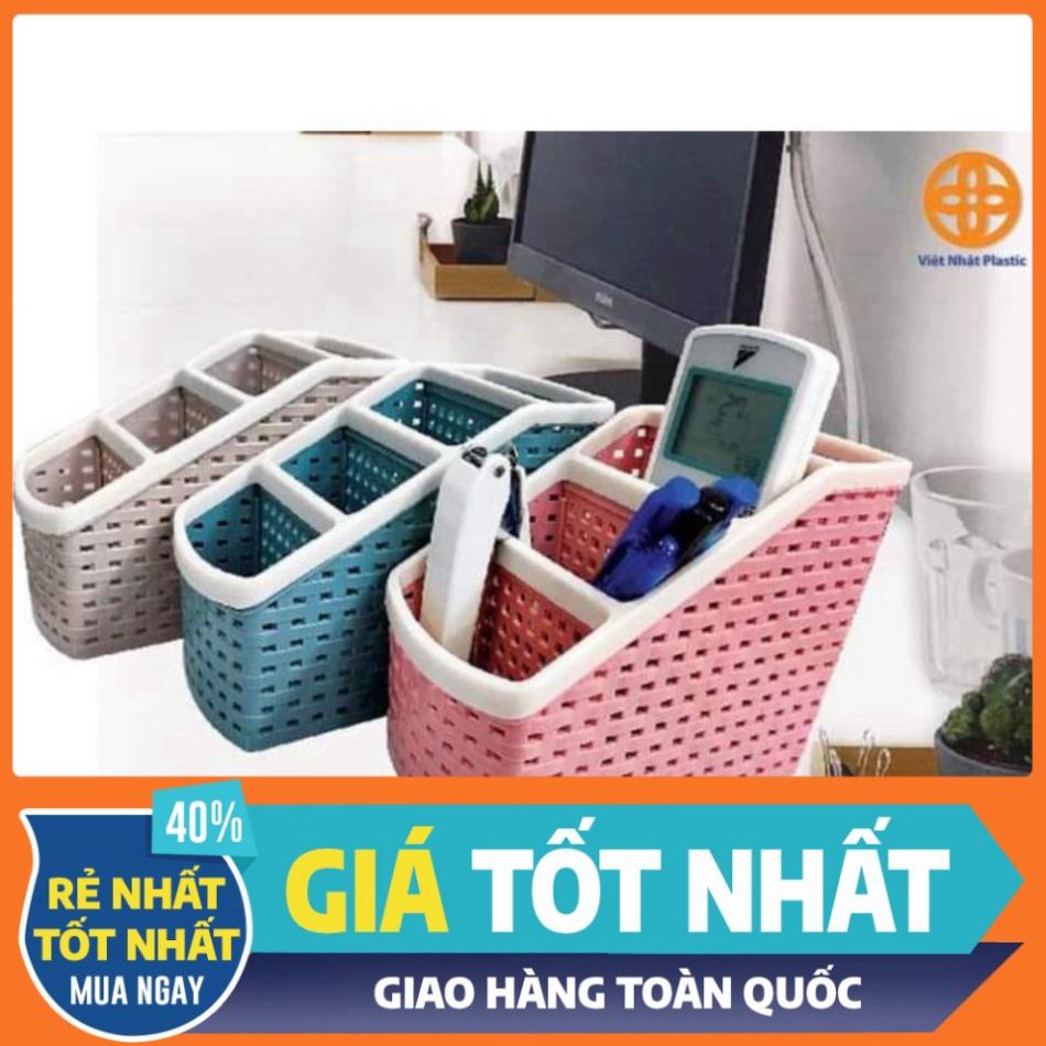 Khay Nhựa Tiện Ích 4 Ngăn Việt Nhật Ống đựng bút để bàn Hộp lưu trữ văn phòng phẩm kiểu dáng đơn giản