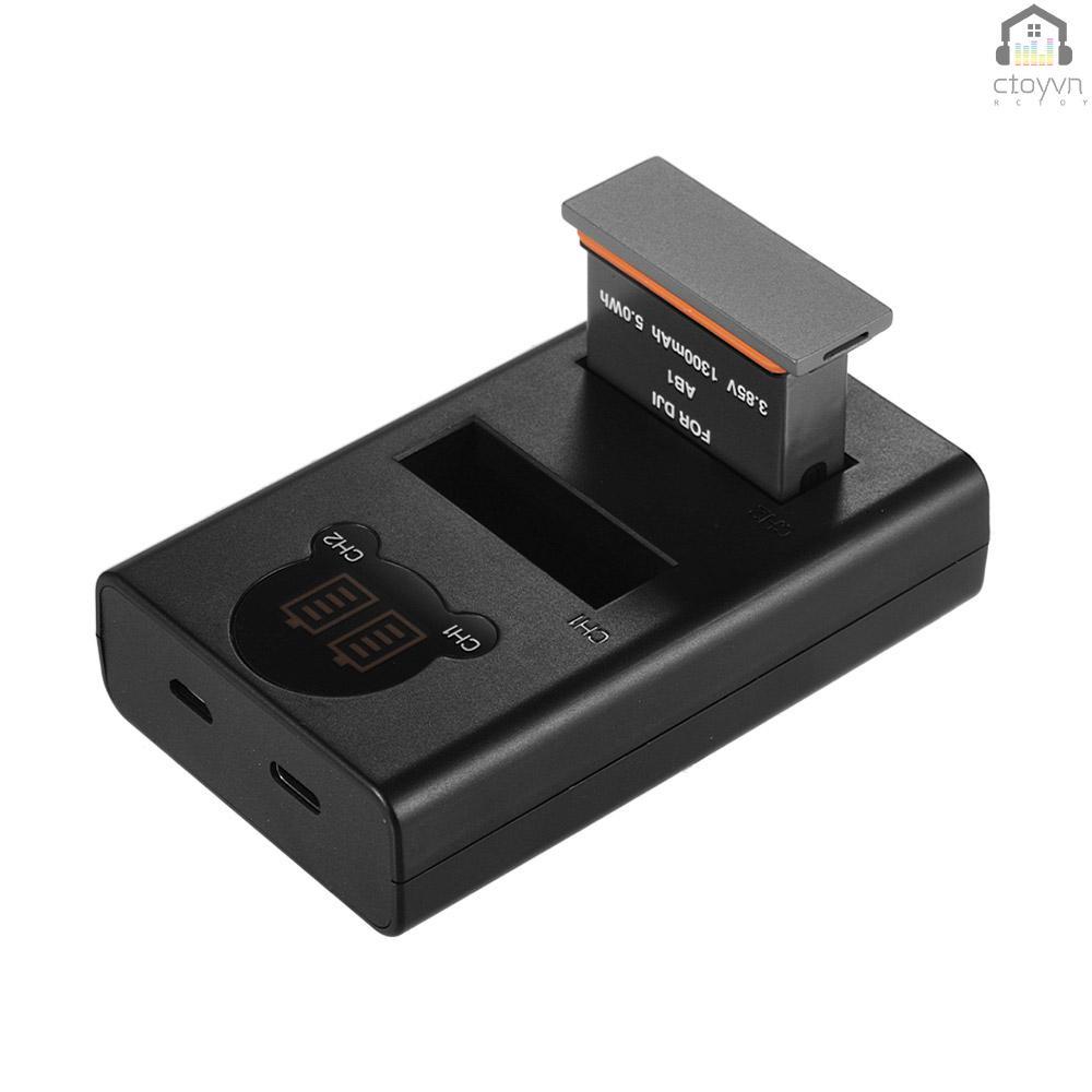 Bộ sạc pin Li-ion hai cổng USB màn hình LCD 1300mAh cho máy ảnh hành động DJI OSMO