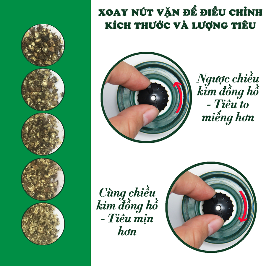 Tiêu Đen Hạt Phú Quốc - Nắp cối xay Ceramic Natural - 45g