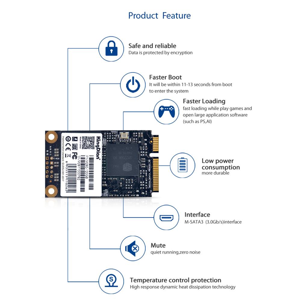 KingDian SSD M-SATA Interface M280 120GB Internal Solid State Drive for Computer Laptop Desktop