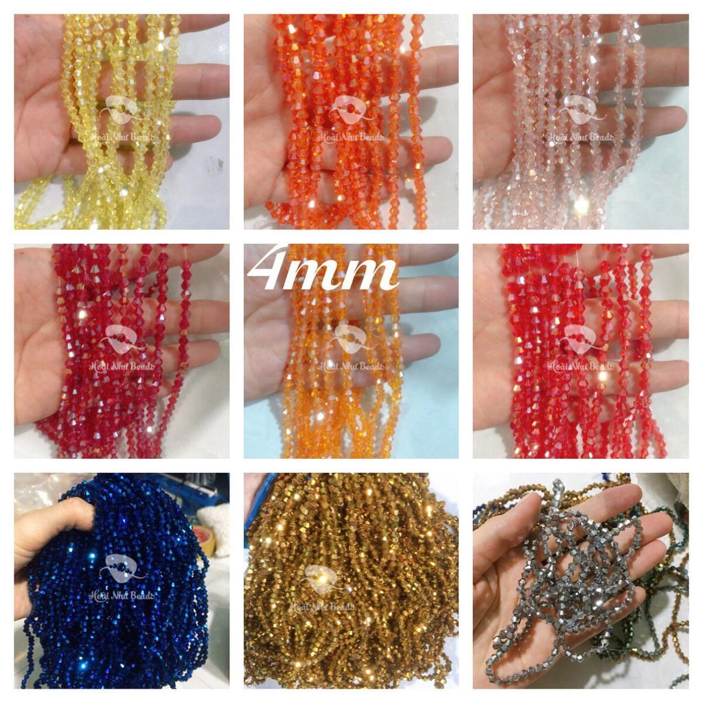 Combo 20 sợi pha lê nón 4mm các màu làm vòng tay