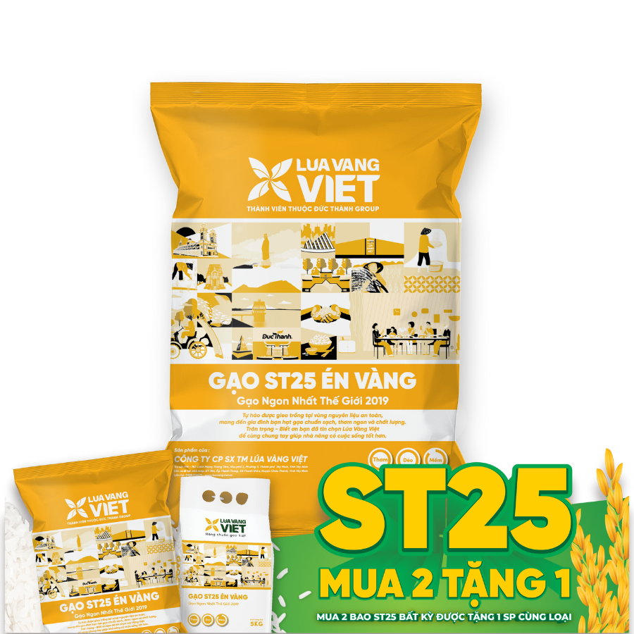 Gạo Lúa Vàng Việt ST25 Én Vàng túi 10kg