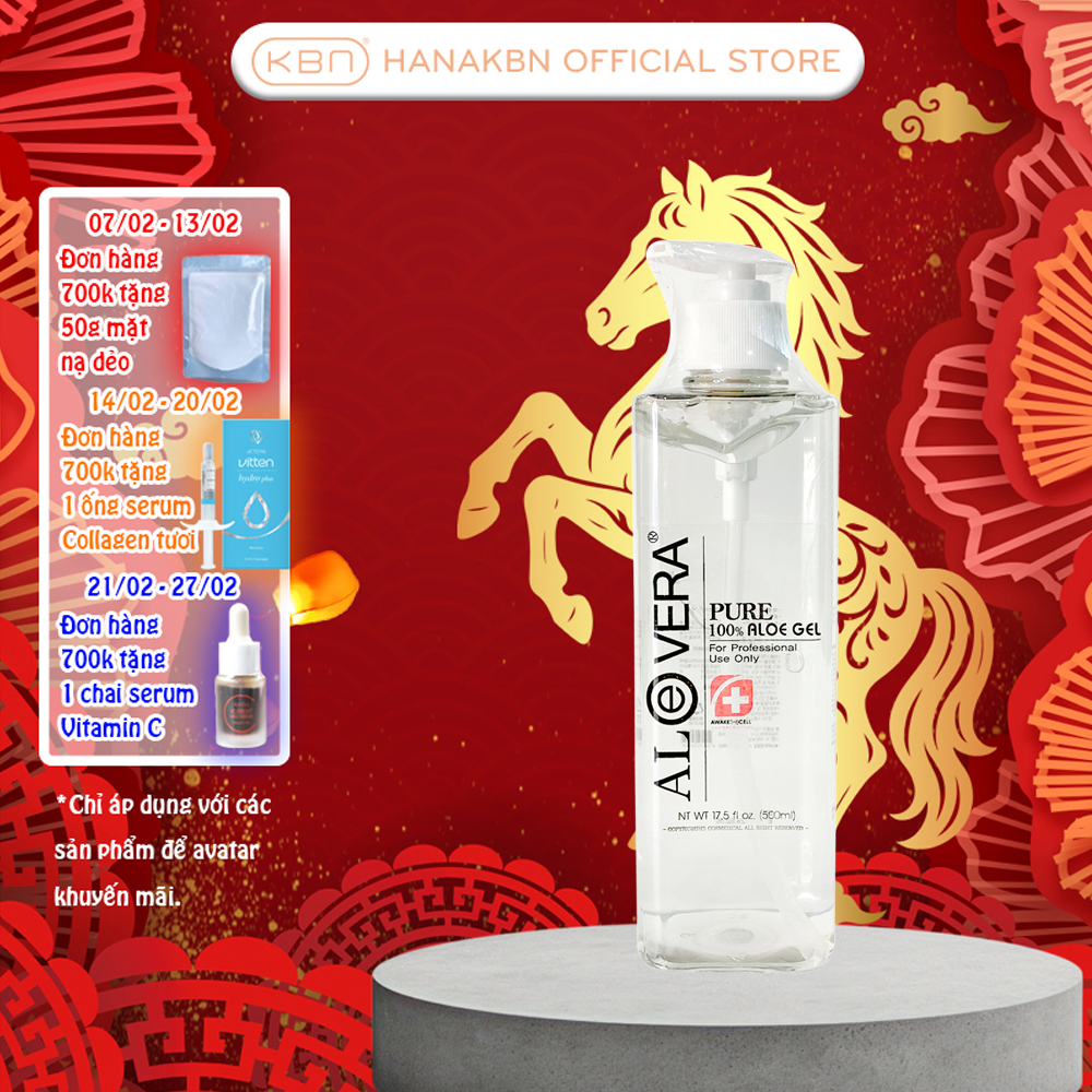 [KHUYẾN MÃI] Gel Nha Đam Dưỡng Ẩm Làm Mềm Dịu Da 100% Lô Hội Aloe Vera AWAKETHECELL 500ml