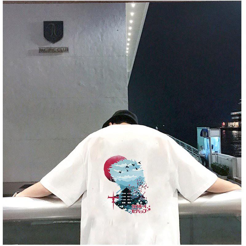 Áo thun unisex form rộng họa tiết phong cách Nhật Bản vải dày mịn 2020T2433