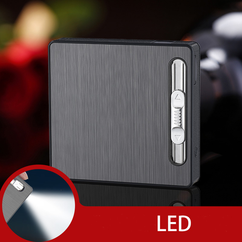 Bật Lửa Điện Kiêm Hộp Đựng Thuốc 20 Điếu Có Đèn Pin - Sạc Điện