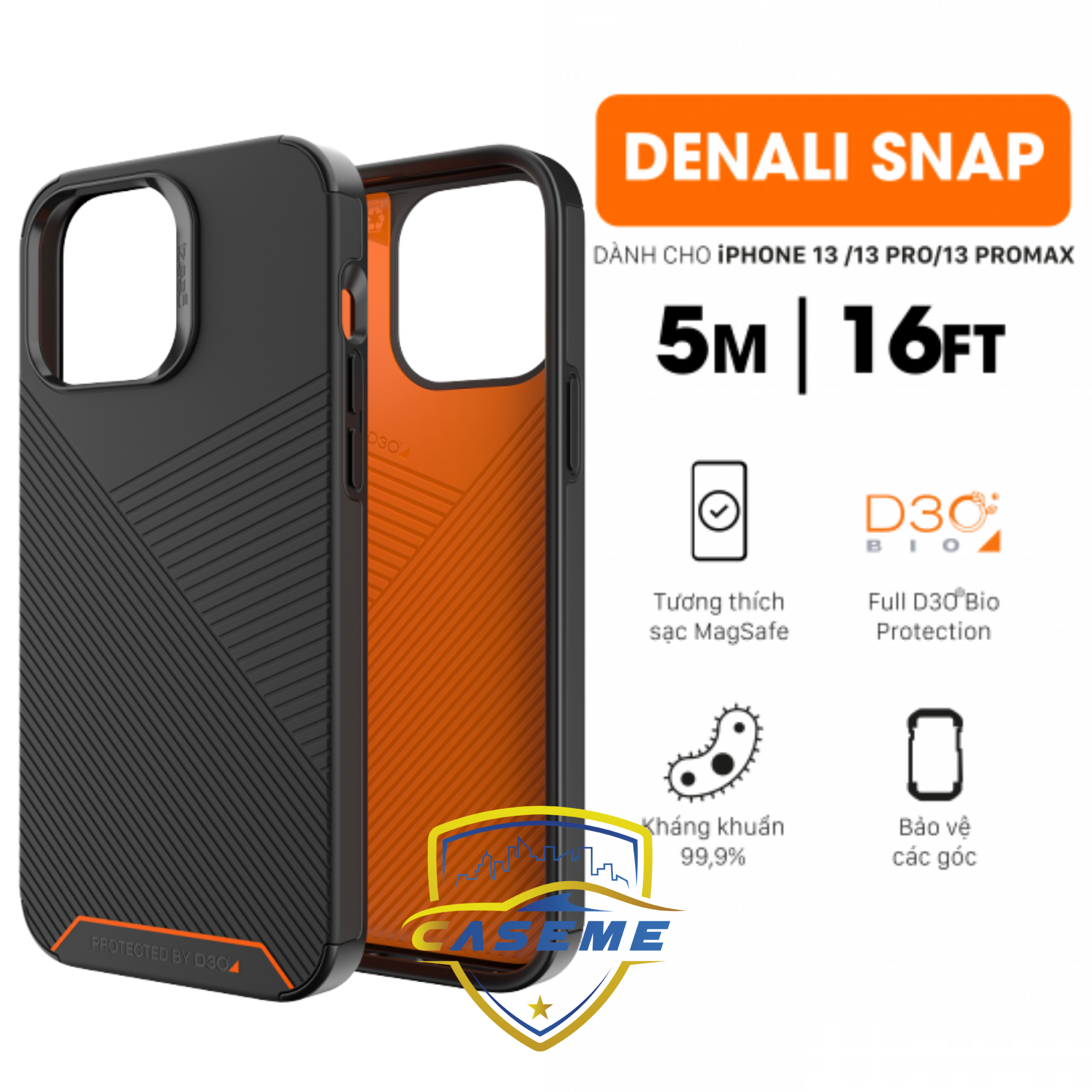 Ốp lưng chống sốc ZAGG Gear4 Denali cho iPhone 13 Pro Max - Hàng Chính Hãng