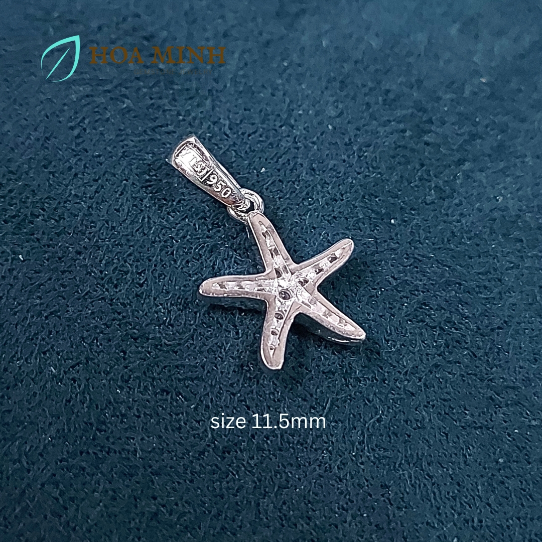 Mặt dây chuyền bạc kiểu ngôi sao biển đính đá size 11.5mm