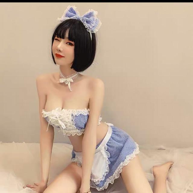 Set váy ngủ cosplay hầu gái sexy