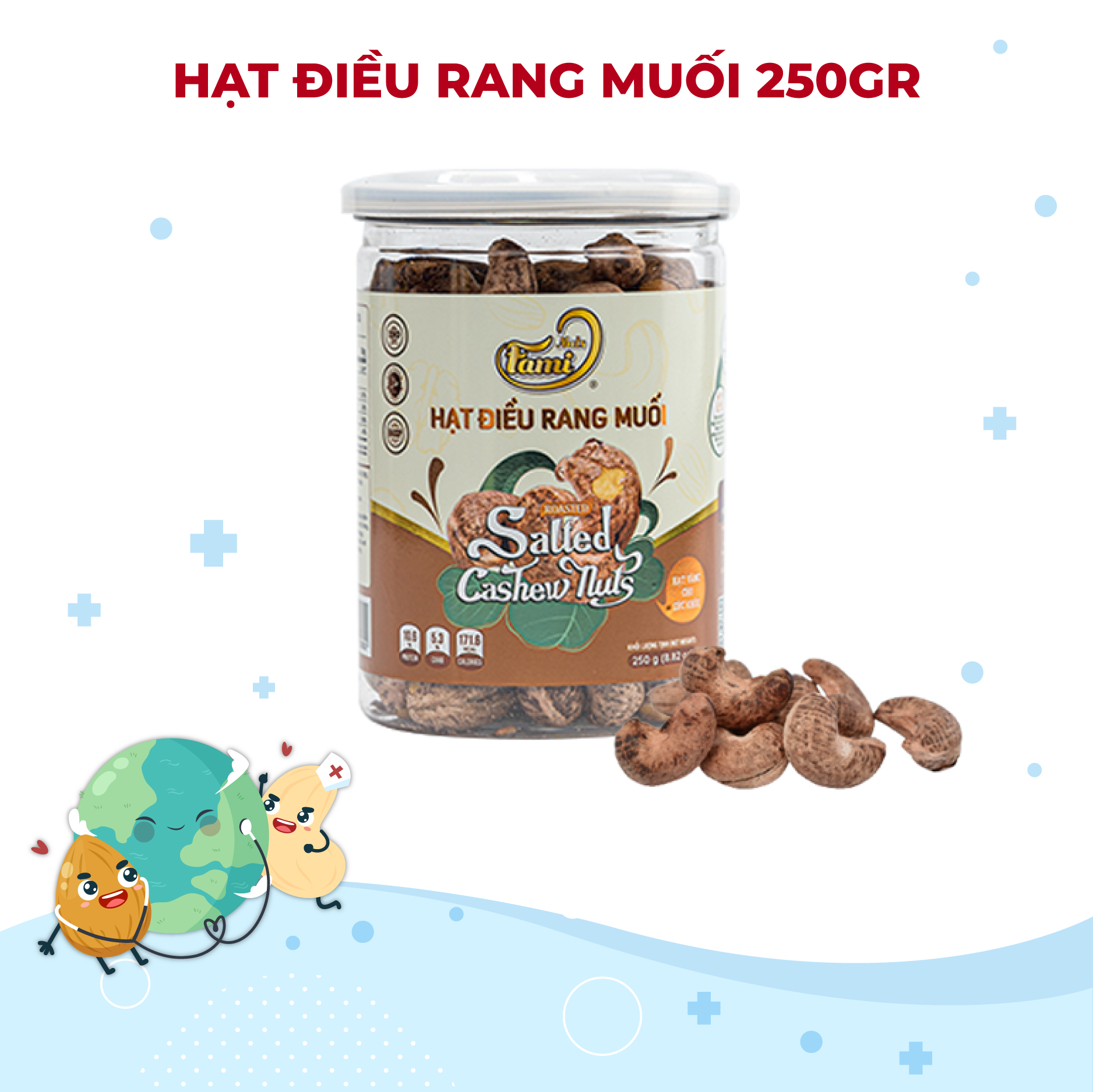 Hạt Điều Rang Muối Vỏ Lụa Hũ Nắp Nhôm Fami