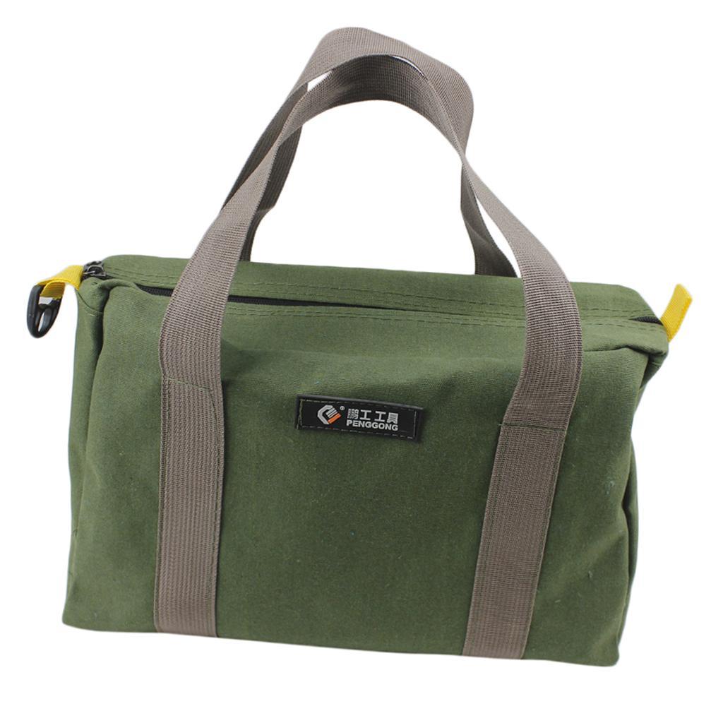 3x 12" Canvas Tool Bag Functional Green Multipurpose Toolkit Storage Tote