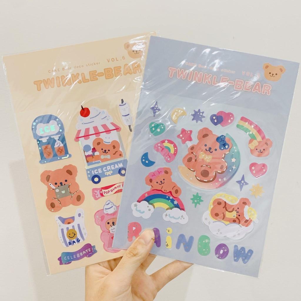 Tấm Sticker Hình Dán Gấu Twinkle Bear Kháng Nước