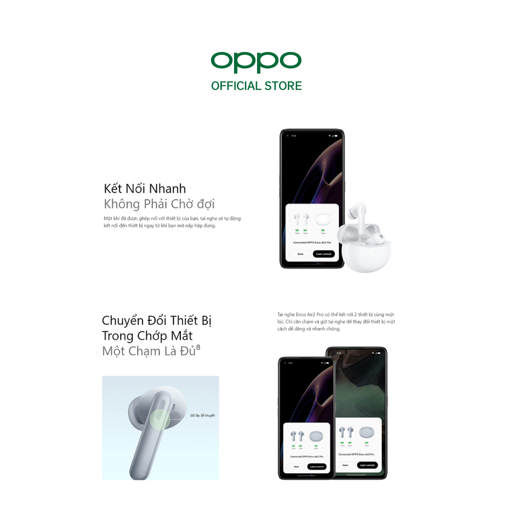 Tai Nghe True Wireless OPPO Enco Air 2 Pro | Hiệu Ứng Âm Thanh Enco Live | Drivers Dynamic 12.4mm | Hàng Chính Hãng