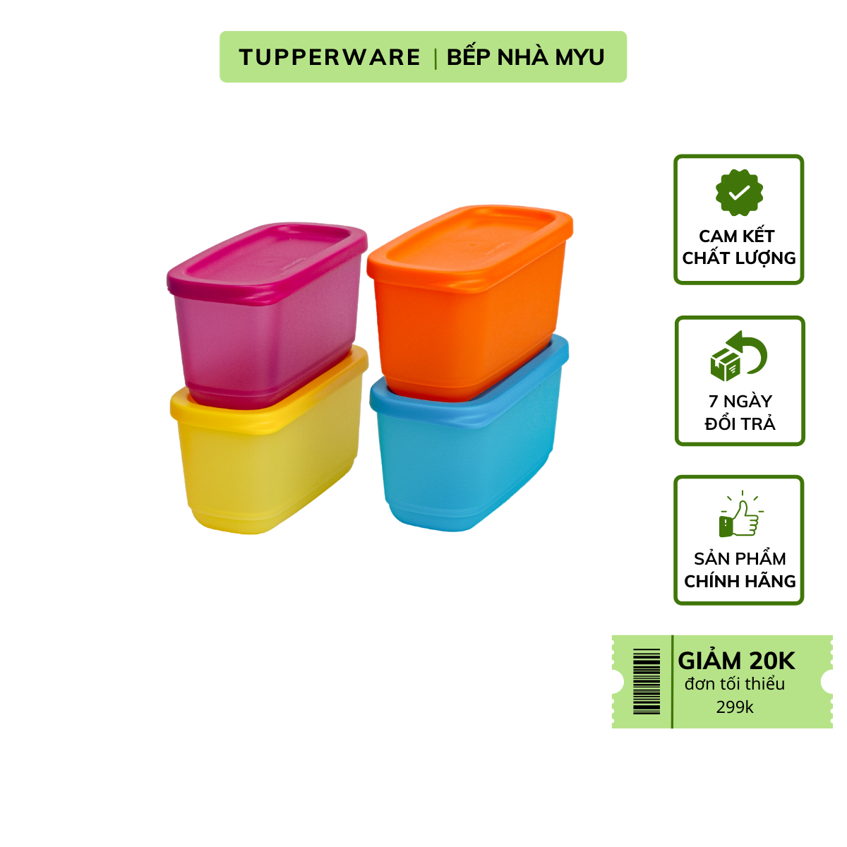 Bộ hộp Tupperware Mini Rectangular 250ml (4 Hộp)