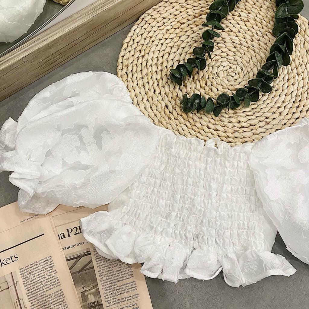 ÁO CROPTOP TRẮNG THẮT NƠ NGỰC -