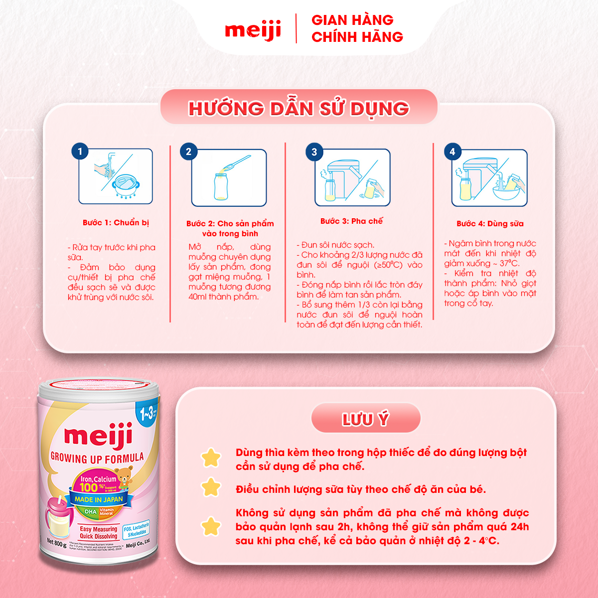 Combo 1 Hộp Sản Phẩm Dinh Dưỡng Công Thức Meiji Growing Up Formula EZcube 560g Và 1 Hộp Meiji Growing Up Formula 800g