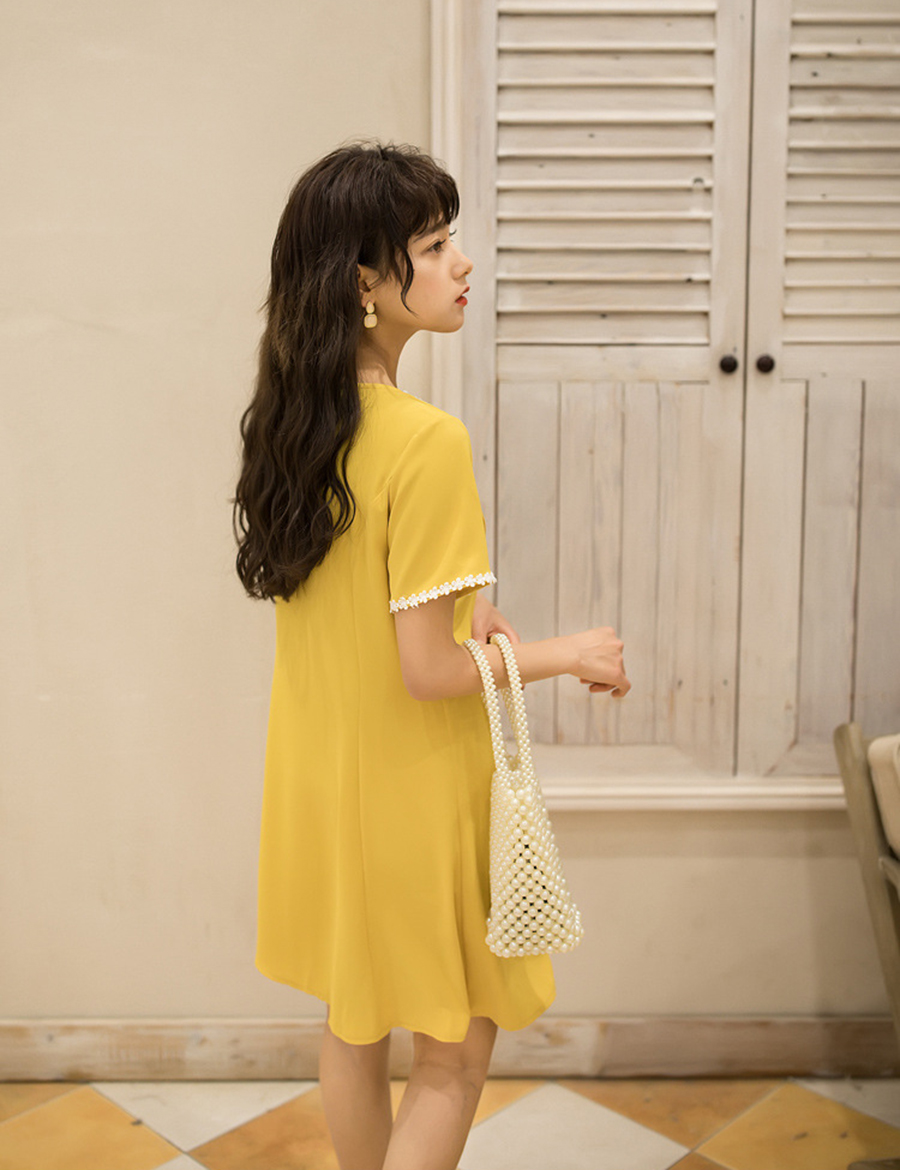 Đầm cổ bẻ viền ren vintage DAORA DRESS