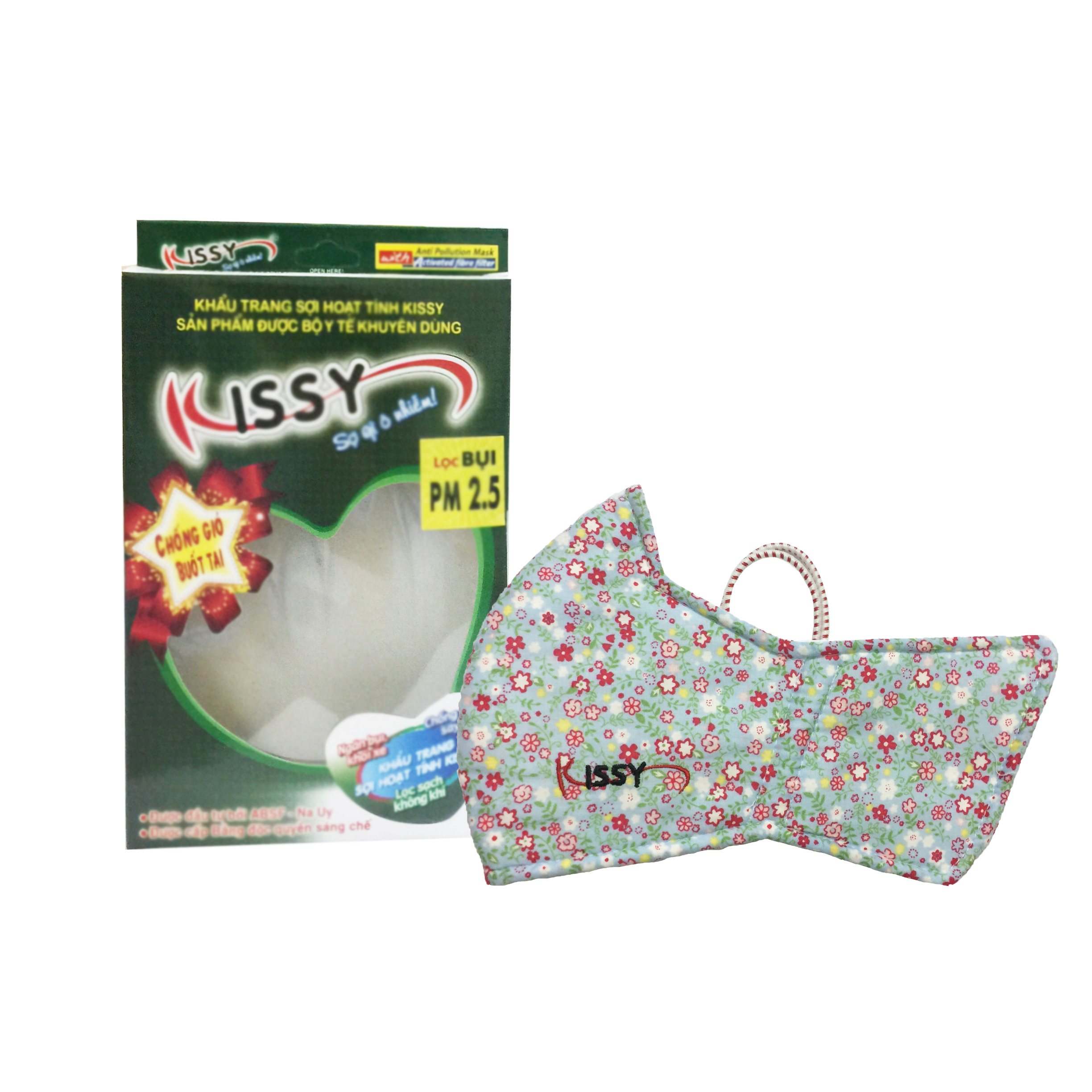 KHẨU TRANG SỢI HOẠT TÍNH KISSY CHE TAI NGƯỜI LỚN (SIZE LT) LỌC BỤI SIÊU MỊN VÀ KHÍ Ô NHIỄM MẪU 2