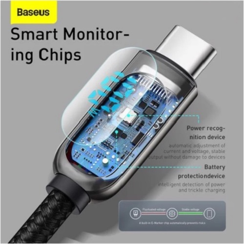 Cáp sạc nhanh Baseus C to C 100W màn led, Cáp sạc nhanh 100W Baseus Display Fast Charging Data Cable Type C to C 100W (20V/5A) - Hàng chính hãng