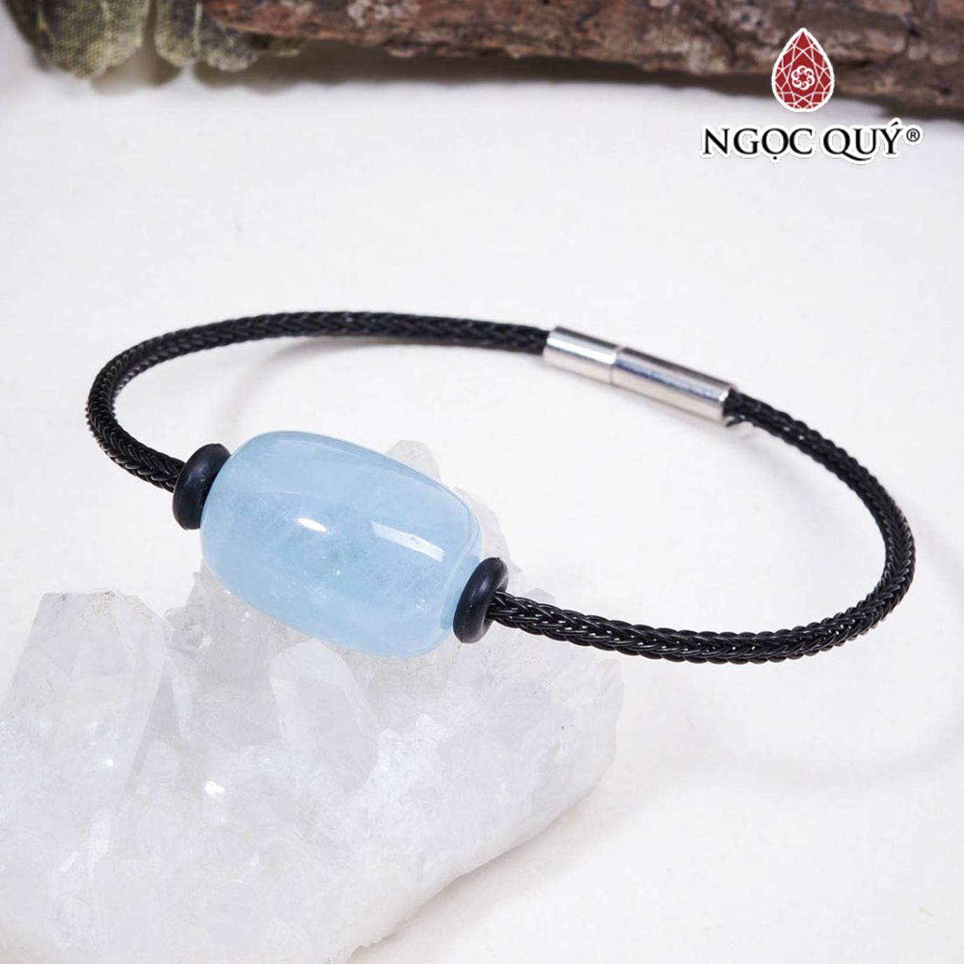 Vòng tay lu thống đá aquamarine mệnh thủy, mộc - Ngọc Quý Gemstones