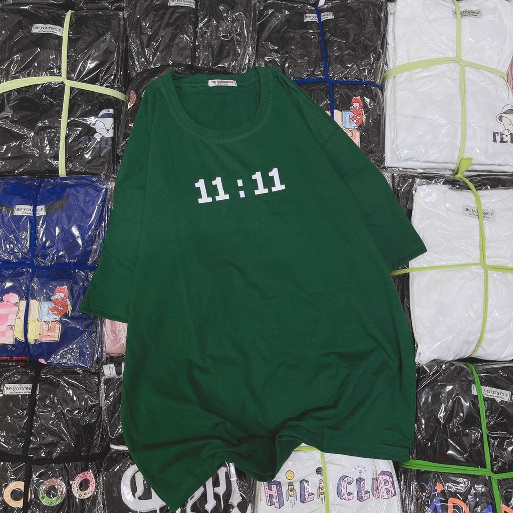 Áo Thun Nam Nữ Xanh Lá Ulzzang Rộng 11:11 Áo Màu Xanh rêu CỰC HOT