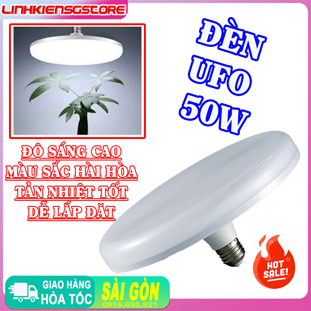 Bóng Đèn UFO 50W loại đui đèn E27 tiết kiệm điện led tròn hình đĩa bay, đuôi vít xoắn