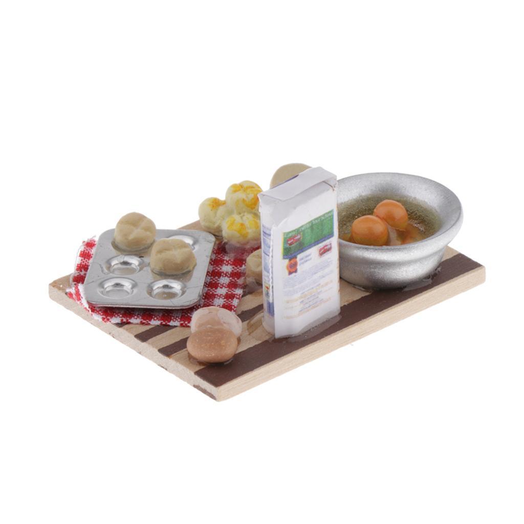 Miniature Rolling Pin Set 1:12 Dollhouse Accessories Kitchen for Children Doll Pretend Play Toy