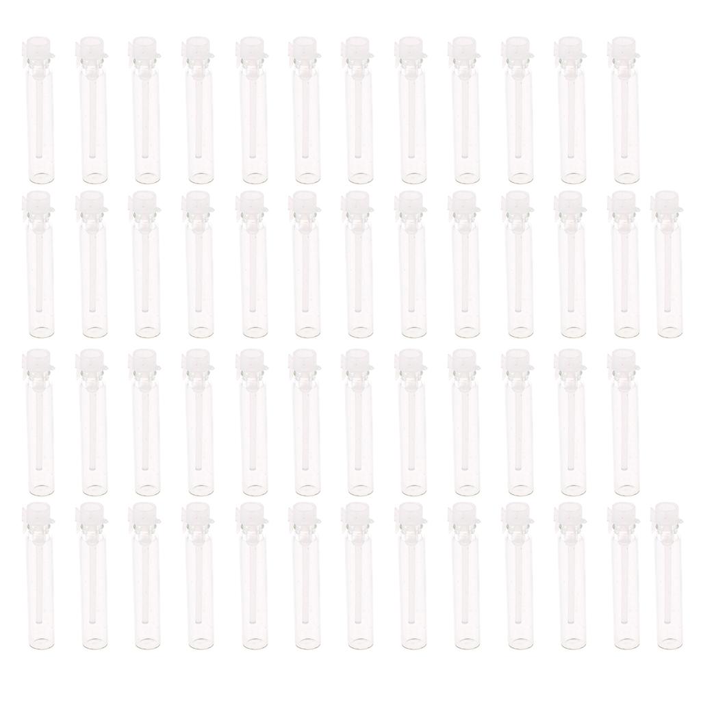 2x50x Mini Glass Perfume Sample Vials Empty Essential Oil Fragrance Bottle 2ml White Cap