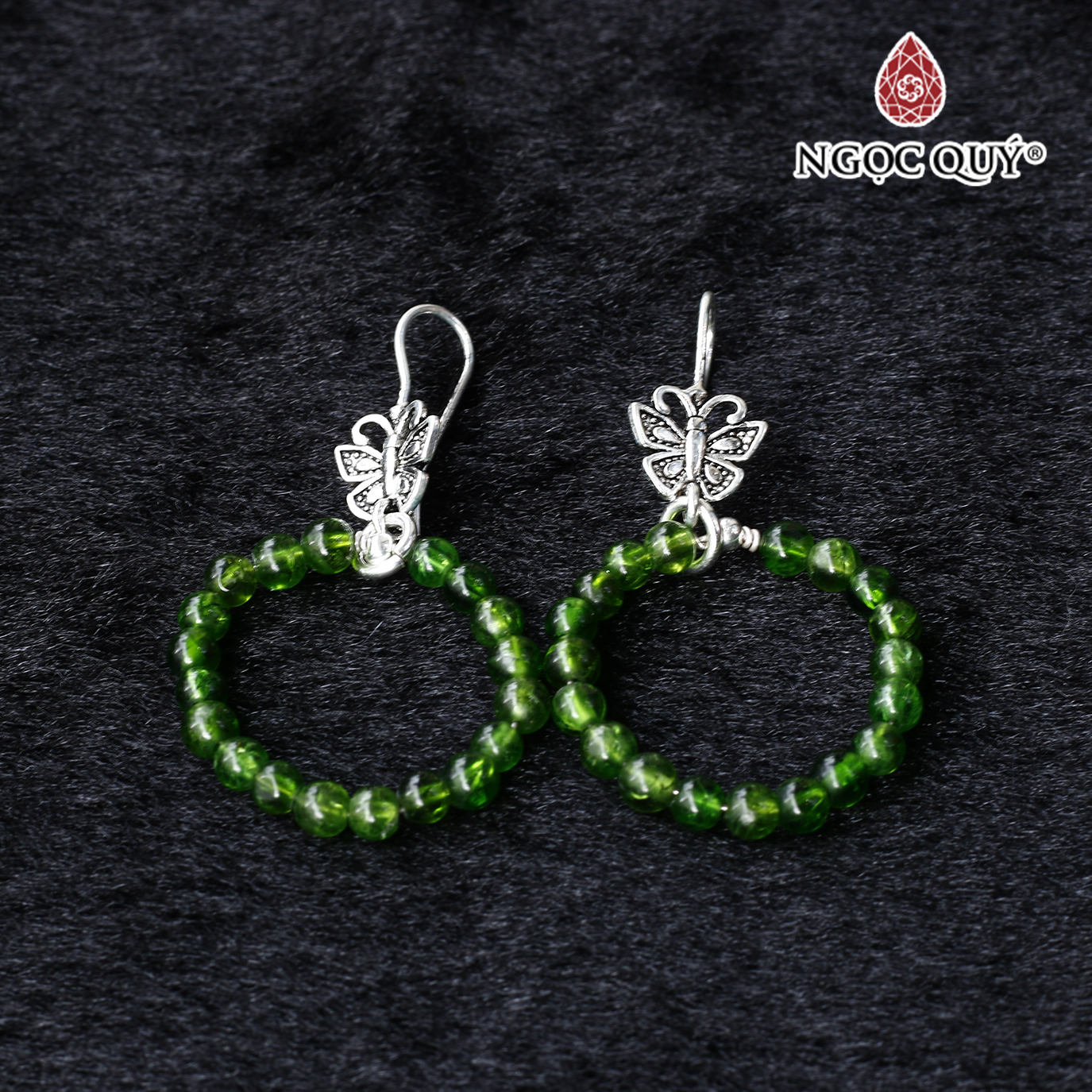Bông tai đá diopside mệnh hỏa mộc - Ngọc Quý Gemstones