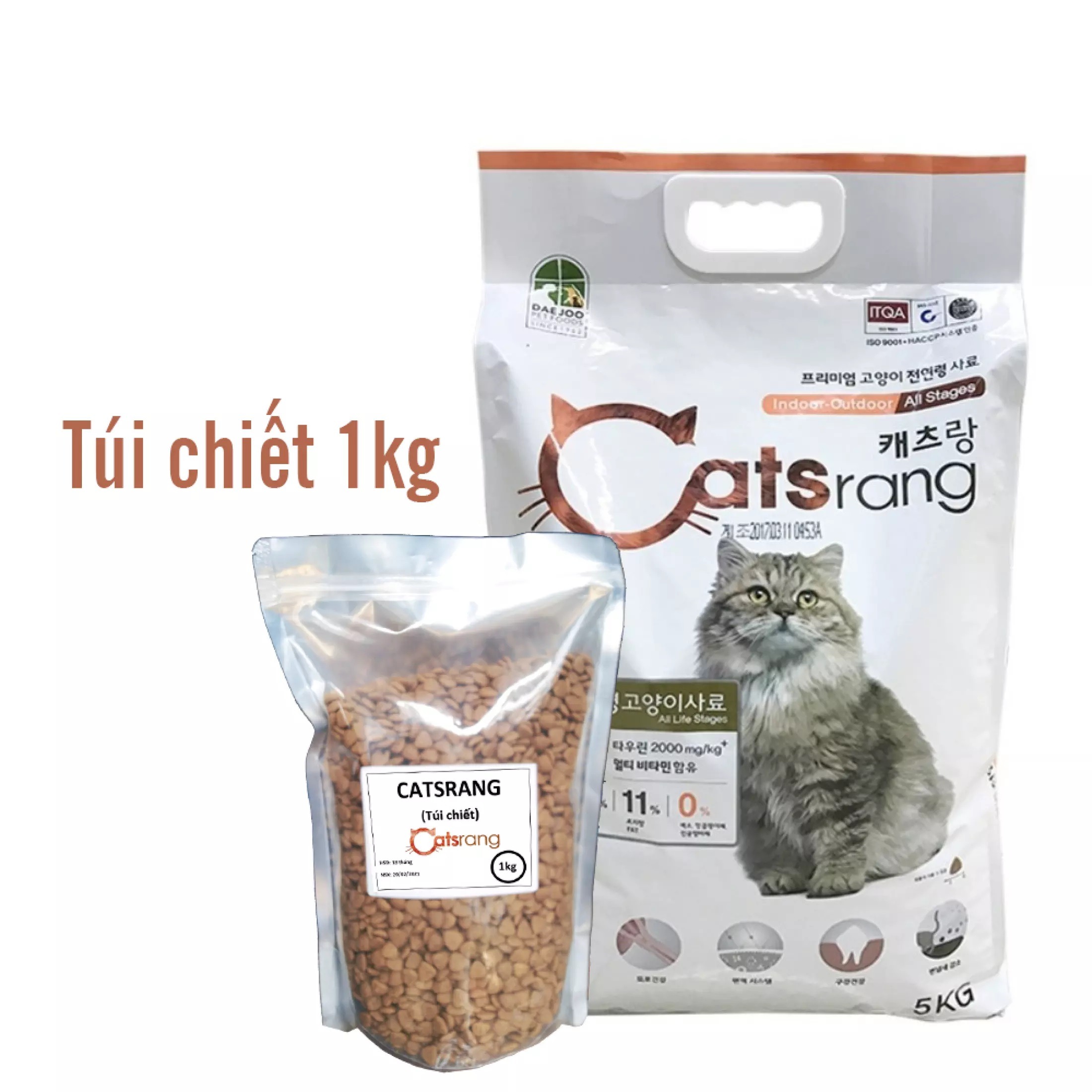 Thức Ăn Hạt Khô Cho Mèo Catsrang Túi Chiết 1kg, Hạt Thức Ăn Cho Mèo Thơm Ngon Hấp Dẫn