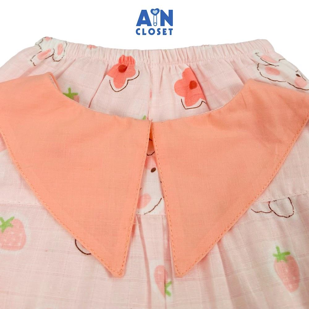 Bộ quần áo Dài bé gái họa tiết Hoa Dâu Cam xô sợi tre - AICDBG9RKPH2 - AIN Closet