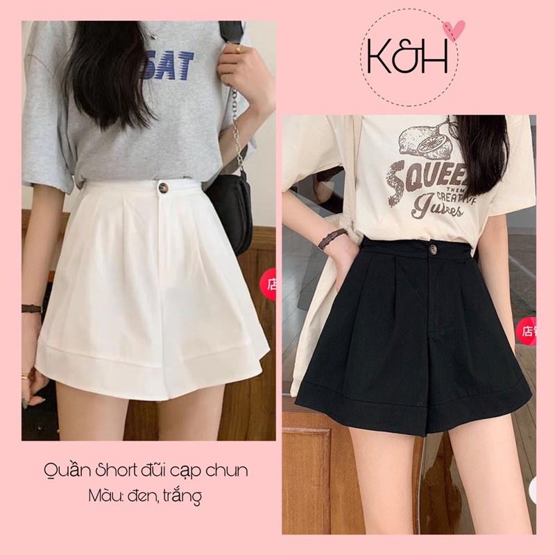 Quần đùi nữ ống rộng mùa hè lưng cao kiểu dáng sooc ulzzang, quần short đũi nữ cạp chun siêu mát KH002