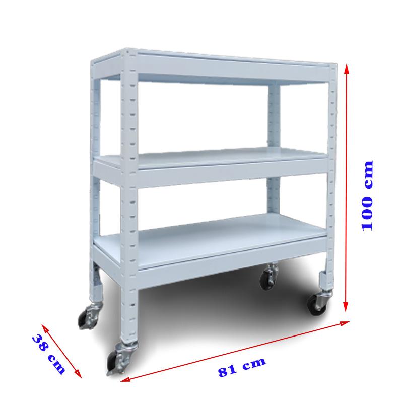 Kệ có bánh xe 3 tầng đa năng 81cm trắng