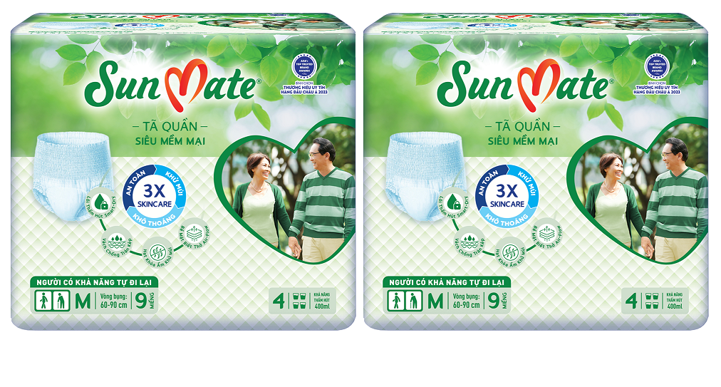 Hình ảnh Combo 2 Tã Quần Người Lớn Sunmate Mềm Mại M9 (9 Miếng)