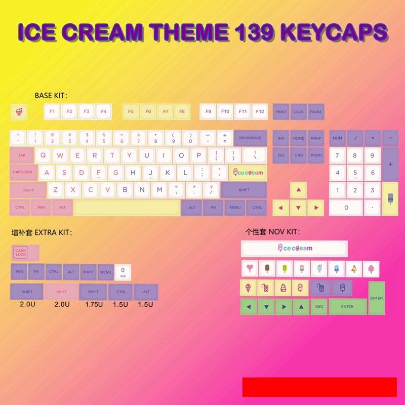 Set Keycap XDA Icream 139 nút cho bàn phím cơ